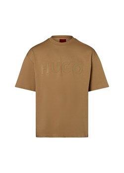 HUGO Koszulka męska - Dinkee Mężczyźni Bawełna beżowy jednolity ze sklepu vangraaf w kategorii T-shirty męskie - zdjęcie 184027330