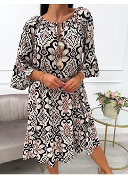 Beżowa Wzorzysta Sukienka Oversize ze sklepu ModnaKiecka.pl w kategorii Sukienki - zdjęcie 184029641