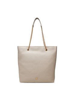 Torebka Calvin Klein Minimal Monogram Chain Tote LV04F3204G Beżowy ze sklepu eobuwie.pl w kategorii Torby Shopper bag - zdjęcie 184030060