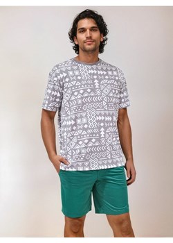 Sinsay - Koszulka z ozdobnym wzorem allover - szary ze sklepu Sinsay w kategorii T-shirty męskie - zdjęcie 184032584