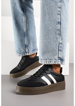 Czarne Sneakersy w Stylu Tenisówek z Paskami Nilomira ze sklepu born2be.pl w kategorii Buty sportowe damskie - zdjęcie 184035592