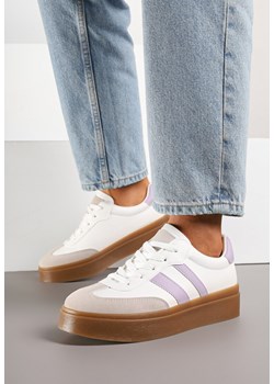 Biało-Fioletowe Sneakersy w Stylu Tenisówek z Paskami Nilomira ze sklepu born2be.pl w kategorii Buty sportowe damskie - zdjęcie 184035604