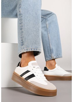 Biało-Czarne Sneakersy na Kauczukowej Podeszwie Ozdobione Paskami Nilimea ze sklepu renee.pl w kategorii Buty sportowe damskie - zdjęcie 184035664