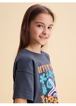 Reserved - T-shirt z nadrukiem - ciemnoszary ze sklepu Reserved w kategorii Bluzki dziewczęce - zdjęcie 184036294