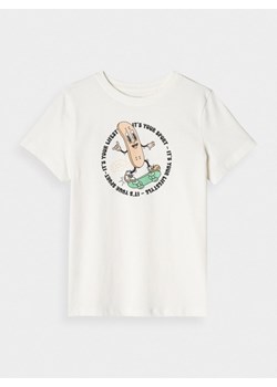 Chłopięcy t-shirt z nadrukiem 4F 4FJRSS25TTSHM2566 - biały ze sklepu Sportstylestory.com w kategorii T-shirty chłopięce - zdjęcie 184036591