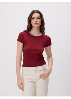 Reserved - Bawełniany t-shirt slim fit - ciemnofioletowy ze sklepu Reserved w kategorii Bluzki damskie - zdjęcie 184039582