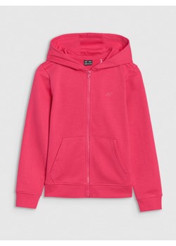 Dziewczęca bluza dresowa rozpinana z kapturem 4F 4FJWSS25TSWSF1706 - różowa ze sklepu Sportstylestory.com w kategorii Bluzy dziewczęce - zdjęcie 184040720