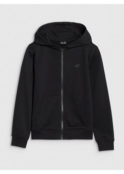 Dziewczęca bluza dresowa rozpinana z kapturem 4F 4FJWSS25TSWSF1706 - czarna ze sklepu Sportstylestory.com w kategorii Bluzy dziewczęce - zdjęcie 184040743