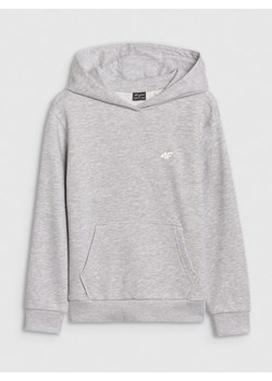 Dziewczęca bluza dresowa nierozpinana z kapturem 4F 4FJWSS25TSWSF1707 - szara ze sklepu Sportstylestory.com w kategorii Bluzy dziewczęce - zdjęcie 184040783
