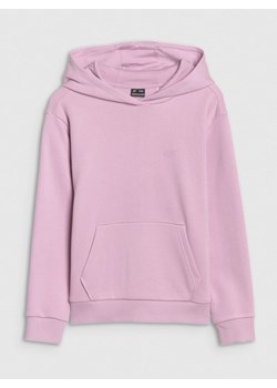 Dziewczęca bluza dresowa nierozpinana z kapturem 4F 4FJWSS25TSWSF1707 - różowa ze sklepu Sportstylestory.com w kategorii Bluzy dziewczęce - zdjęcie 184040803