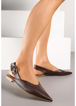 Ciemnobrązowe Sandały Vices Slingback z Paskiem ze Sprzączką Nirarine ze sklepu renee.pl w kategorii Balerinki - zdjęcie 184041012