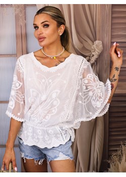BLUZKA O KROJU NIETOPERZA BOHO Z HAFTOWANYM WZOREM- BIAŁA ze sklepu olika.com.pl w kategorii Bluzki damskie - zdjęcie 184043943