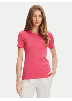 United Colors Of Benetton T-Shirt 3GA2E16A2 Różowy Regular Fit ze sklepu MODIVO w kategorii Bluzki damskie - zdjęcie 184045770