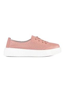 Różowe sneakersy ażurowe wiązane Sergio Leone ze sklepu ButyModne.pl w kategorii Trampki damskie - zdjęcie 184049561