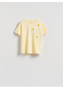 Reserved - T-shirt z szydełkowaną aplikacją - jasnożółty ze sklepu Reserved w kategorii Bluzki damskie - zdjęcie 184050722