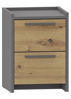 Wąska szafka nocna z szufladami dąb artisan + antracyt K6-D60 ze sklepu Edinos.pl w kategorii Stoliki i szafki nocne - zdjęcie 184052790