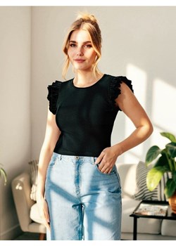 Sinsay - Bluzka z falbanami na rękawach - czarny - id: 318AI-99X - marki Sinsay - 184054470 Sinsay - Bluzka z falbanami na rękawach - czarny ze sklepu Sinsay w kategorii Bluzki damskie - zdjęcie 184054470