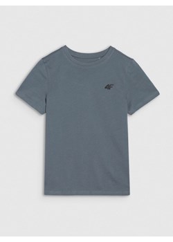 Chłopięcy t-shirt basic 4F 4FJWSS25TTSHM2178 - niebieski ze sklepu Sportstylestory.com w kategorii T-shirty chłopięce - zdjęcie 184054872