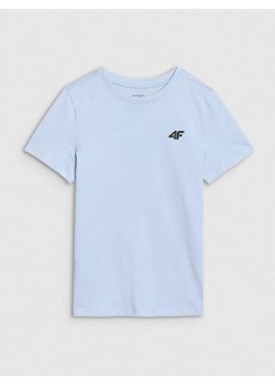 Chłopięcy t-shirt basic 4F 4FJWSS25TTSHM2178 - niebieski ze sklepu Sportstylestory.com w kategorii T-shirty chłopięce - zdjęcie 184054890