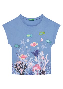 United Colors Of Benetton T-Shirt 3I1XG10JH Niebieski Regular Fit ze sklepu MODIVO w kategorii Bluzki dziewczęce - zdjęcie 184058120
