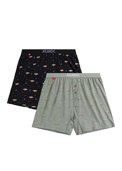 Atlantic 2-pack bokserki męskie luźne 2MBX-075-CZA/ZIEJ, Kolor czarno-zielony-wzór, Rozmiar S, ATLANTIC ze sklepu Primodo w kategorii Majtki męskie - zdjęcie 184059704