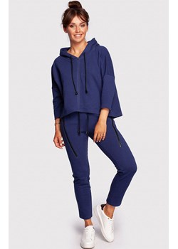 Bluza o luźnym kroju z kapturem w kolorze atramentowym B239, Kolor atramentowy, Rozmiar 2XL/3XL, BE ze sklepu Primodo w kategorii Bluzy damskie - zdjęcie 184061213