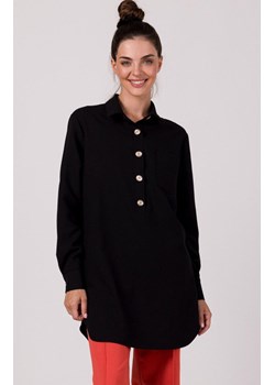 Tunika koszulowa z kołnierzykiem czarna B276, Kolor czarny, Rozmiar L/XL, BeWear ze sklepu Primodo w kategorii Sukienki - zdjęcie 184061363