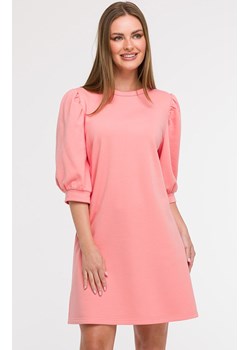 Sukienka damska z bufiastymi rękawami koralowa B291, Kolor koralowy, Rozmiar 2XL/3XL, BeWear ze sklepu Primodo w kategorii Sukienki - zdjęcie 184061372