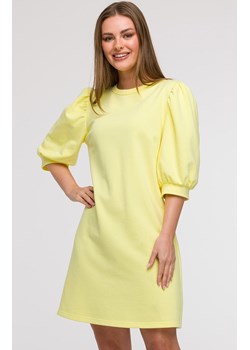 Sukienka damska z bufiastymi rękawami cytrynowa B291, Kolor cytrynowy, Rozmiar 2XL/3XL, BeWear ze sklepu Primodo w kategorii Sukienki - zdjęcie 184061382