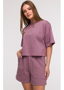 Bluza damska oversize z krótkimi rękawami wrzosowa B294, Kolor wrzosowy, Rozmiar 2XL/3XL, BeWear ze sklepu Primodo w kategorii Bluzy damskie - zdjęcie 184061442