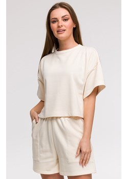 Bluza damska oversize z krótkimi rękawami waniliowa B294, Kolor waniliowy, Rozmiar 2XL/3XL, BeWear ze sklepu Primodo w kategorii Bluzy damskie - zdjęcie 184061462
