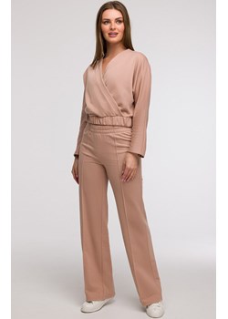 Bluza damska z kopertowym dekoltem mokka B292, Kolor mocca, Rozmiar L, BeWear ze sklepu Primodo w kategorii Bluzy damskie - zdjęcie 184061481