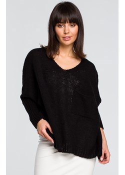 Sweter z kieszenią BK018, Kolor czarny, Rozmiar one size, BE Knit ze sklepu Primodo w kategorii Swetry damskie - zdjęcie 184061494