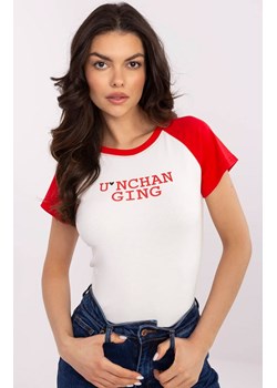 Bawełniany t-shirt z czerwonymi rękawami NM-TS-V7939.50, Kolor biało-czerwony, Rozmiar uniwersalny, VINCEOTTO ze sklepu Primodo w kategorii Bluzki damskie - zdjęcie 184068222