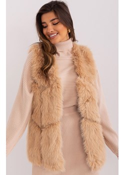 Camelowa kamizelka futrzana AT-KZ-2375.00P, Kolor camel, Rozmiar S/M, WOOL FASHION ITALIA ze sklepu Primodo w kategorii Kamizelki damskie - zdjęcie 184068311