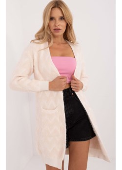 Jasnobeżowy kardigan damski AT-SW-2340-A.00, Kolor jasnobeżowy-wzór, Rozmiar uniwersalny, WOOL FASHION ITALIA ze sklepu Primodo w kategorii Swetry damskie - zdjęcie 184068331