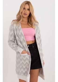 Szary kardigan damski AT-SW-2340-A.00, Kolor szary-wzór, Rozmiar uniwersalny, WOOL FASHION ITALIA ze sklepu Primodo w kategorii Swetry damskie - zdjęcie 184068334