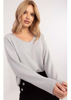 Jasnoszary sweter oversize DHJ-BZ-19238.26, Kolor jasnoszary, Rozmiar uniwersalny, ITALY MODA ze sklepu Primodo w kategorii Swetry damskie - zdjęcie 184068611