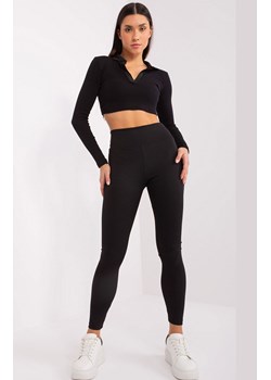 Czarne legginsy z wysokim stanem RV-LG-9327.24, Kolor czarny, Rozmiar S, Relevance ze sklepu Primodo w kategorii Spodnie damskie - zdjęcie 184069543
