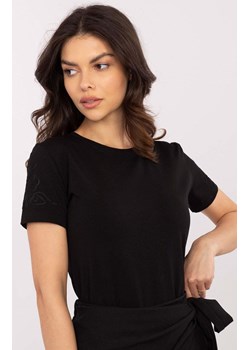 Czarny t-shirt z haftem RV-TS-A518.39, Kolor czarny, Rozmiar S, Relevance ze sklepu Primodo w kategorii Bluzki damskie - zdjęcie 184069591