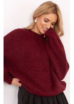 Bordowy sweter damski oversize TW-SW-BI-3565.69, Kolor bordowy, Rozmiar uniwersalny, OCH BELLA ze sklepu Primodo w kategorii Swetry damskie - zdjęcie 184069651