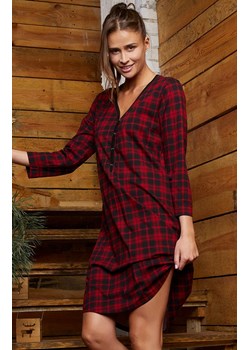 Koszula nocna damska w kratę z rękawem 3/4 Ordesa, Kolor czarno-czerwony, Rozmiar S, Italian Fashion ze sklepu Primodo w kategorii Koszule nocne - zdjęcie 184072842