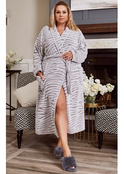 Ciepły szlafrok damski Asma z długim rękawem, Kolor szary-wzór, Rozmiar M, Italian Fashion ze sklepu Primodo w kategorii Szlafroki damskie - zdjęcie 184073190