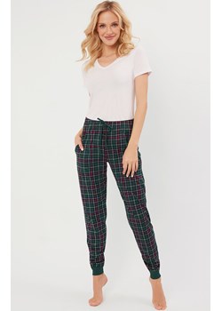 Spodnie damskie długie od piżamy w kratkę Foggia, Kolor zielony-wzór, Rozmiar S, Italian Fashion ze sklepu Primodo w kategorii Spodnie damskie - zdjęcie 184073833