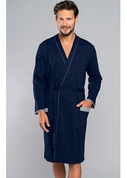 Granatowy szlafrok męski z długim rękawem Gabriel, Kolor granatowo-szary, Rozmiar M, Italian Fashion ze sklepu Primodo w kategorii Szlafroki męskie - zdjęcie 184073911