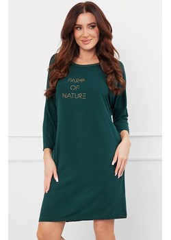 Koszula nocna damska z 3/4 rękawem zielona Natura, Kolor zielony, Rozmiar S, Italian Fashion ze sklepu Primodo w kategorii Koszule nocne - zdjęcie 184074651
