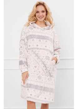 Ciepła kocobluza damska z kapturem Puri, Kolor ecru-szary, Rozmiar uniwersalny, Italian Fashion ze sklepu Primodo w kategorii Szlafroki damskie - zdjęcie 184074924