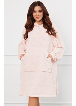 Ciepła kocobluza damska polarowa różowa Runa, Kolor róż pudrowy, Rozmiar one size, Italian Fashion ze sklepu Primodo w kategorii Szlafroki damskie - zdjęcie 184075033