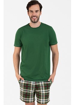 Piżama męska z krótkim rękawem i krótką nogawką zielona Seward BIS, Kolor zielony-kratka, Rozmiar L, Italian Fashion ze sklepu Primodo w kategorii Piżamy męskie - zdjęcie 184075172