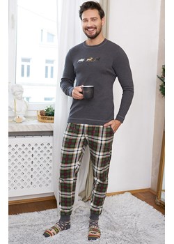 Bawełniana piżama męska w kratę grafitowa Seward, Kolor grafitowy-wzór, Rozmiar M, Italian Fashion ze sklepu Primodo w kategorii Piżamy męskie - zdjęcie 184075184
